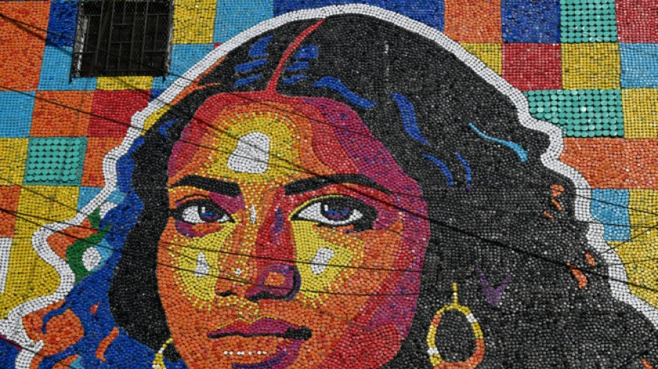  Artist creates 'Latin American Mona Lisa' with plastic bottle caps 