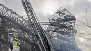 Fachada da antiga Bolsa de Valores de Copenhague desaba ap&oacute;s inc&ecirc;ndio