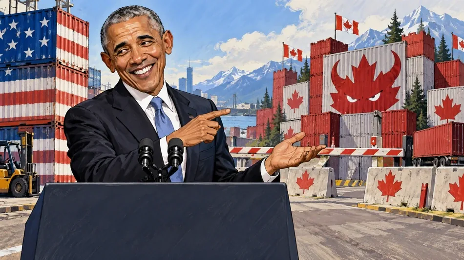  Obama mocks Trump tariffs on Canada during Michigan campaign stop 