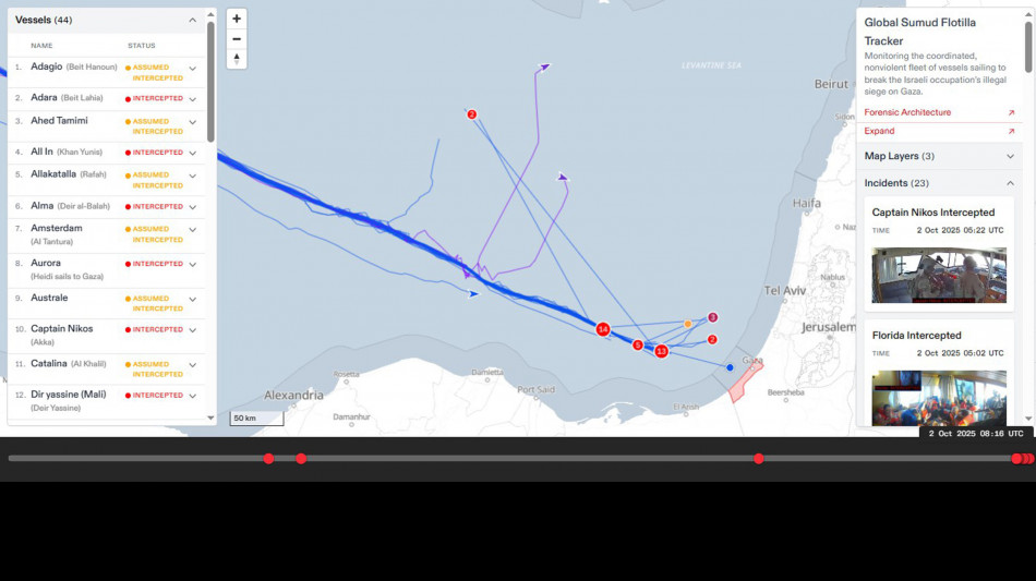 Flotilla, 'attivisti a bordo nave militare israeliana'